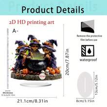 1pc Halloween Witch Black Cat Skull Pumpkin Fantasy Fairytale Decoration 2D Acrylic Home Desktop Artwork For Shopping Mall Bar Haunted House Holiday Party Scene Party Decorations Provide An Ideal Halloween Surprise For Family And Friends