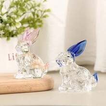 1PC Crystal Glass Rabbit Statue Mascot Animal Handmade Figurines Ornaments For Garden Home Living Room Office Table - Màu vàng - Xem 6