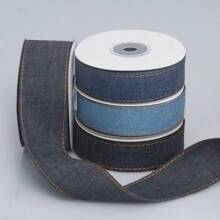 2码装可选：2厘米/2.5厘米/4厘米宽，双缝牛仔布饰边/无弹力，牛仔包边带，适用于手工珠宝、发饰、领结、牛仔背带裤/长裤、服装装饰