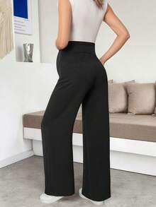Maternity Straight Leg Pants, Solid Color, Spring/Summer (YY865) - Black - View 2
