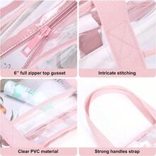Clear Tote BagPurse Handle With Zipper For Work Plastic Transparent See Through Women-0029 - 1PackPink - View 4