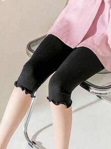 1/2/3 双女童可爱荷叶边针织紧身裤,有弹性,适合春、夏、秋季 - 彩色 - 查看 7