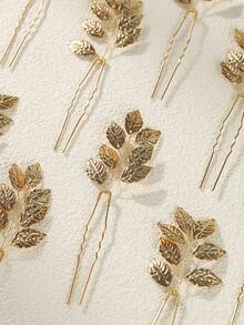 12pcs Bride Hair Accessories Vintage Gold Leaf Hair Pins Bridesmaid Headpiece For Wedding Hair Pins Bride And Bridesmaid Hairstyle Accessories ﻿ - Gold - View 12