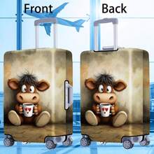 1 pieza Funda protectora para maleta reforzada con estampado de patrón de vaca lindo, accesorio ideal para viajes de negocios, vacaciones, viajes, facturación de equipaje, vuelta al colegio, para dar color a tu maleta. Adecuado para maletas de 20 a 28 pulgadas. Esenciales de viaje, accesorios de viaje, vacaciones, verano, bolsa para el colegio, accesorios escolares, artículos escolares