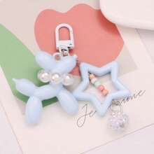 1 件彩色卡通狗气球配星星 ABS 仿珍珠围巾钥匙扣，可爱动物钥匙扣，适用于包袋和服装、节日礼物汽车配件哥特 Y2k - A - 查看 9