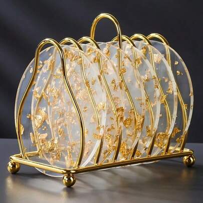 2 件/4 件/6 件/8 件铝箔耐热亚克力杯垫，圆形桌杯垫保护垫 - 不含支架