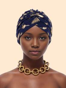 女式发带吸汗带 1 件羽毛和金箔头巾帽，适合日常佩戴、派对、旅行和户外（仅头巾）发饰时尚发带美容头带秋季配饰 - 彩色 - 查看 7