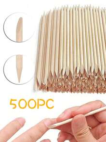 500Pcs Wooden Cuticle Sticks – Double-Ended Nail Care Tools For Pushing Cuticles, Cleaning Nails & DIY Manicure,Nail Supplies,Nail Tools,Nail Art Tools,Back To School,Nails,Nail Tools For Press On Nails - Bronze - View 1