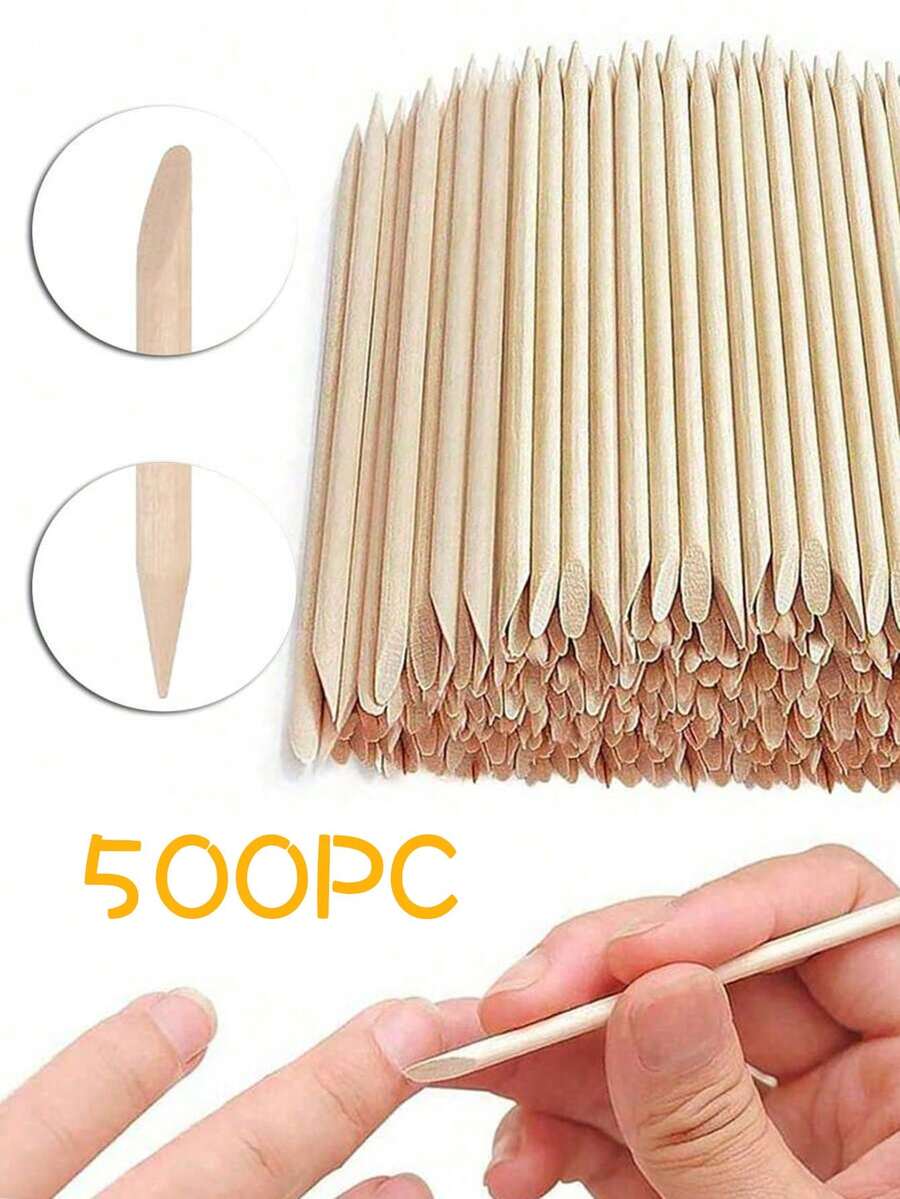 500Pcs Wooden Cuticle Sticks – Double-Ended Nail Care Tools For Pushing Cuticles, Cleaning Nails & DIY Manicure,Nail Supplies,Nail Tools,Nail Art Tools,Back To School,Nails,Nail Tools For Press On Nails - Bronze - View 1