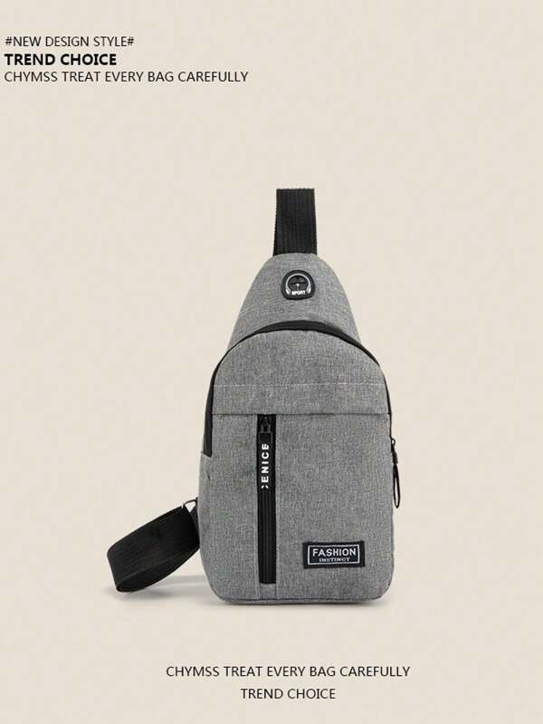1pc Men's Casual Sports Dual-Zipper Oblique Shoulder Chest Bag, Versatile For Daily, Shopping, Traveling, Storing Phone, Keys, Coins