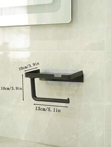 Adhesive Tissue Holder Wall Mounted Suitable For Kitchen, Bathroom, Bathroom Tissue Roll Hanger With Storage Rack, Self-Adhesive Tape Adhesive, Toilet Paper Holder Wall Mounted, Matte Black - Multicolor - View 4