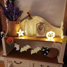 10-Pack Wooden Ghost Shapes For DIY Crafts - Unfinished Wood Cutouts For Painting, Graffiti Art, Wedding, Christmas, Halloween, Easter, Thanksgiving Hanging Decorations, No Feathers, Electricity-Free - Primary Color - View 2