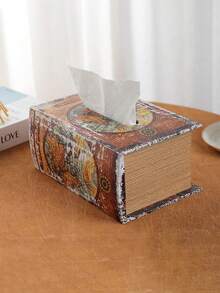 FEILIYA 1 件复古书形纸巾盒，仿书纸巾盒，适用于家庭、客厅、餐桌、咖啡桌、木质和皮革纸巾架 - 彩色 - 查看 6