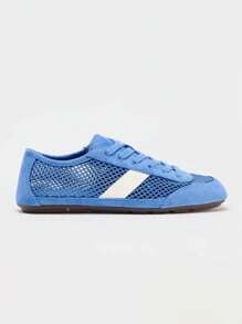Leichte, atmungsaktive Laufschuhe für Damen, blauer Mesh-Schnürstil, Sommer 2025 neue Kollektion, Große Größen