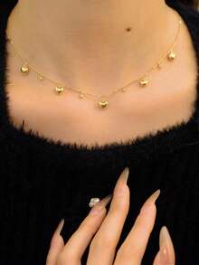 1 件 S925 纯银原创泡泡心形方晶锆石吊坠项链，优雅女士日常佩戴，节日派对礼物珠宝 - 泡泡愛心女士項鍊 - 查看 2