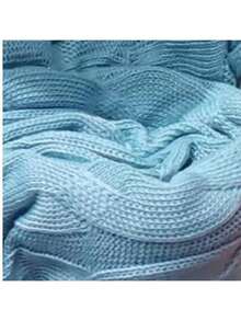 Knitted Blouse Boba Collar High Neck Blogger Braids Winter - Baby Blue - View 2