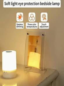1pc Touch Sensor Warm Light Bedside Lamp, Eye-Caring LED Night Light, USB Powered Sleep Light, Touch Control 3 Color Temperatures Adjustable Nightlight For Bedroom, Nursing Baby - LED Touch Night Light - View 7