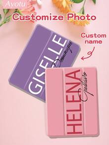 Dual Text Customized IPad Protective Case Compatible With IPad (A16) 11 Inch 11th Generation 2025, IPad 10th Generation, IPad Mini 4/5/6/7, IPad 10.9 Inch, IPad 9.7 Inch, Name Customized Tri-Fold Transparent Pen Slot Tablet Case Compatible With Samsung Tab A7 Lite 8.7 Inch, Compatible With Samsung Galaxy Tab A9 Plus 10.95 Inch, Built-In Pen Slot In The Shell, Supports Sleep Wake-Up