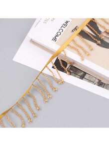 1 Peça Acessório Decorativo Feito à Mão com Pingente de Cristal, Borla de Contas, Renda, DIY para Roupas, Saia de Palco, Cortina Doméstica, Toucado, Vestido de Dança Latina, Decoração de Costura