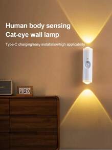 1pc Motion Sensor Night Light, Magnetic Wall Lamp, Detachable Lighting Can Be Stuck On Wall, With Lens, Illumination From Top And Bottom, Rechargeable USB LED Light Stick For Wireless Stairs, Indoor Wood Wall Closet Corridor Staircase