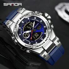 SANDA. SNADA G 款防震豪华男士电子军用手表运动多功能防水日历时尚双显示男士电子表 - 均碼 - 查看 1