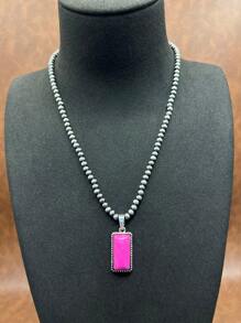 Retro Western Country Style Faux Pearl CCB Beaded Necklace Chain With Water-Drop Pendant, 3 Layers Chain Design, Matching Rectangle Earrings, Suitable For Women And Girls To Pair With Daily Outfit, Party Accessories, Jewelry, Gift For Family/Friends/Yourself