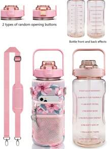 64OZ/2L Half Gallon Water Bottle With Sleeve, Motivational Water Bottle With Straw & Time Marker, Leakproof Large Sports Water Bottle, Reusable Water Jug For Workout Gym Sport For Outdoor Sports Gym Hiking Camping Walking ,For Girls Boys Kids Bag Carrier Gift ,New Year