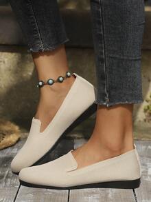 Dames Outdoor Fashion Ronde Neus Platte Ademende Casual Schoenen - Beige - Bekijken 4