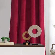63 Inch Length Berry Color Block Rod Pocket Thermal Insulated Window Drapes Set Living Room/Bedroom/Dining Room, W52 X L63, 2 Panels, Home Decor - Hot Pink - View 4