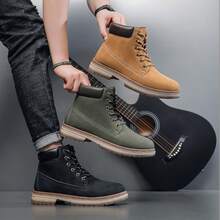 Men's Casual High-Top Outdoor Hiking Shoes - Dark Green - View 4