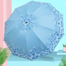 1pc Oversized 10-Rib Business Black Umbrella, Large Dual-Use Sunshade And Rainproof Umbrella, Windproof Folding Umbrella Summer Cooling,Beach,Travel