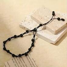 1 pezzo Cavigliera in stile boho minimalista in ossidiana, regolabile, con catena di perline intessuta a mano e accessori pendenti, accessorio leggero per piedi unisex adatto per uso casual e vacanze