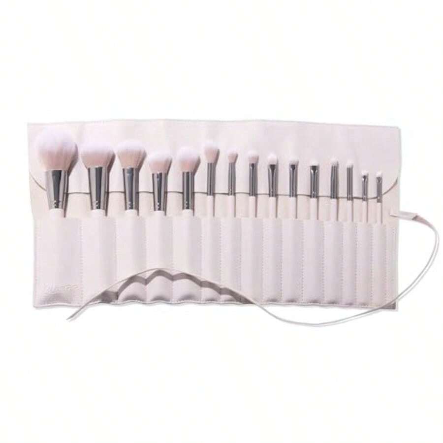 ColourPop Stone Cold Brush Roll Face Eye Brush Set Face Eye Makeup Brush Set Made With Luxe Synthetic Vegan Bristles Includes Holder 15 Count NEW(1149) - Bộ đá lạnh - Xem 1