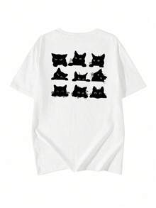 Made In Japan, Spring/Summer Cotton, Round Neck, Loose Fit, Versatile, Simple, English Print Short-Sleeve T-Shirt - White - View 3