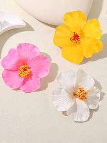 1 件/3 件芙蓉花发夹夏威夷花发夹女士鸡蛋花发夹玫瑰发夹人造花发夹度假海滩派对波西米亚风发夹女孩爪夹海滩度假，扁平爪夹，发夹，发夹 - 彩色 - 查看 2