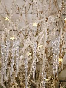 1件圣诞装饰透明冰棒挂件，水晶雪花亚克力吊坠，适用于圣诞树，适合装饰圣诞树、冬季、新年派对、家居及房间装饰，圣诞装饰品，圣诞礼物，圣诞装饰 - 透明冰條 - 查看 7