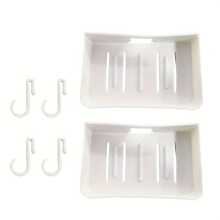 صحن صابون بلاستيكي، تصميم حديث بسيط، يُثبّت على الحائط دون الحاجة إلى ثقب، بشكل مستطيل مع صينية تصريف، لتخزين الحمام والمطبخ