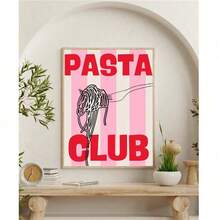 1pc Pink Wall Arts - Pasta Club Pink Posters - Printable Pink Room Decor - Printable Quote - College Dorm Decor Posters Canvas Painting Art Room Home Decoration Unframed - Multicolor - View 8