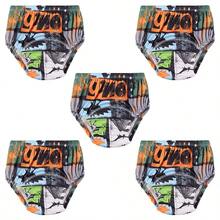 5 PIEZAS Pantalones de pañal para bebé suaves y cómodos, pantalones de entrenamiento para niños pequeños, pañales lavables y reutilizables, pantalones de pañal para recién nacidos, pantalones de entrenamiento para ir al baño del bebé, perfectos para baby shower y el mejor regalo para bebé - Estampado digital - Multicolor - Ver 14