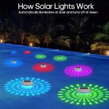 1pc Solar Powered Floating Light, LED Pool Floating Light, Suitable For Bathroom, Swimming Pool, Pond, Fountain, Party, Garden Decor - Multicolor - View 9