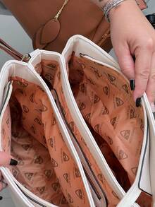 New Large Capacity Women's Handbag, Versatile Shoulder Bag, Fashionable Messenger Bag With 3 Zippers 328 - Beis - Ver 3