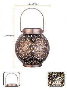 1PC Vintage-Style Solar LED Lantern With Handle - Outdoor Hanging Light For Garden, Patio & Lawn Decor