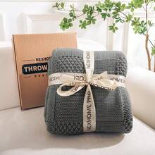 Knit Throw Blanket,Classical Checkered Blanket For Couch,Cozy Warm Knitted Throw Blanket For Bed Sofa Living Room, Decorative Stretched Throw, Lightweigh,50"X 60"Oatmeal - Grey - 查看 5