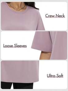 4 Packs Oversized Tshirts For Women, Loose Fit Crew Neck Summer Baggy Tops Workout Tees Plus Size T Shirts - 彩色 - 查看 6