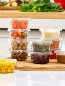 50pcs LIDS Plastic Cups, Suitable For Iced Coffee, Smoothies, Milkshakes And Any Cold Drinks. Dip Cups, Portion Control, Salad Dressings, 2-Ounce Jelly Injections And Medicine. Small Plastic Containers With LIDS. Sealed And Stackable Portion Cups, Salad Dressing/Dip Cups, Lunch Condiment Cups, Pie For Overseas Trips And Travels - Trong sáng - Xem 7