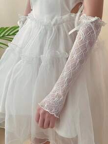 1 件蕾丝蝴蝶袖口，适合动漫女仆装，蕾丝蝴蝶结腿套，适合 JK 女孩，日常配饰，婚礼装饰 - 查看 2