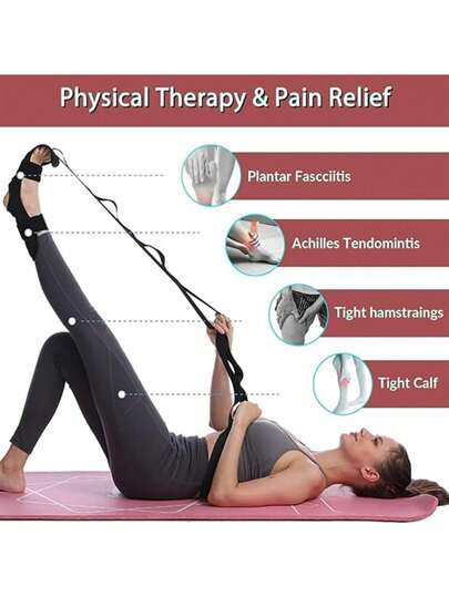 Banda elástica, estiramiento de tobillo con estructura de bucle y parte desmontable para el pie, herramienta de estiramiento de la fascia para yoga, gimnasia y entrenamiento de flexibilidad, ayuda con la recuperación y mejora de la movilidad, rehabilitación y banda de resistencia de yoga