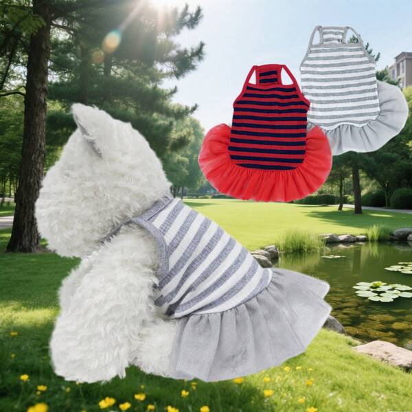 Vestido de verano para mascotas, vestido informal, suave y transpirable sin mangas, adecuado para perros y gatos pequeños