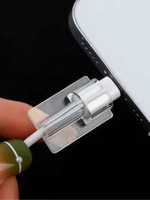 5pcs Transparent Square Small Head Protector Covers Compatible With Apple Charger Adapter, Prevent Cable Breakage - Clear - View 4