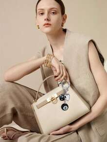 1pc Unisex Fashionable Keychain, Silver Heart Charm Keyring, Wallet Pendant, Cute Dice Car Key Accessory, Holiday Gift School Car Accessories Goth Y2k Bag Lanyards With Id Holder Car Accessories Bag Charms - Black - View 5